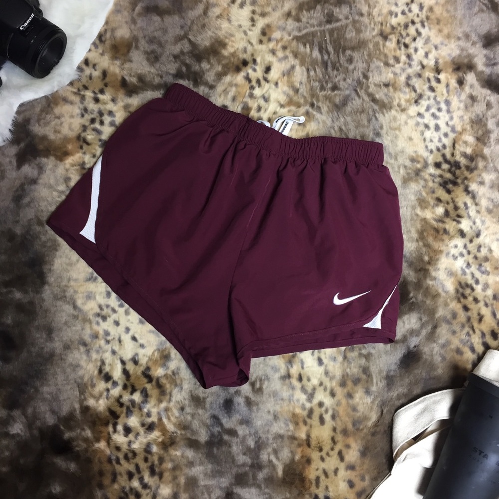 Maroon nike track shorts